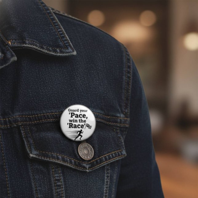 Pace Race Wisdom Button: Win Life's Game Knapp (#MotivationalButton #RunnerGift #LifeLessons #PaceYourself #WinTheRace #InspirationPin #GoalSetter )