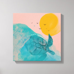 Pace Yourself Sea Turtle Inspirational Beach House Canvastryck