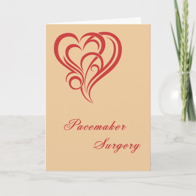 Pacemaker Surgery Card with Red Designer Heart Kort (Framsida)