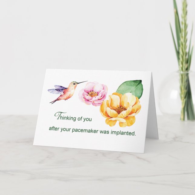 Pacemaker tänker på dig Blommor och Hummingbird Kort (Framsida)
