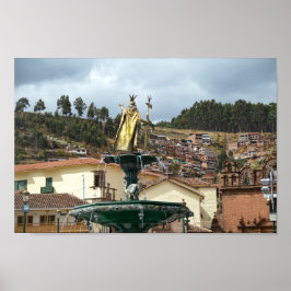 Pachacuti Statue i Cusco, Peru Poster