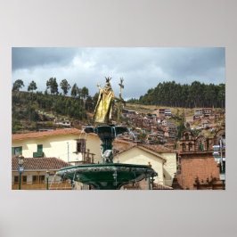 Pachacuti-statyn i Cusco, Peru Poster