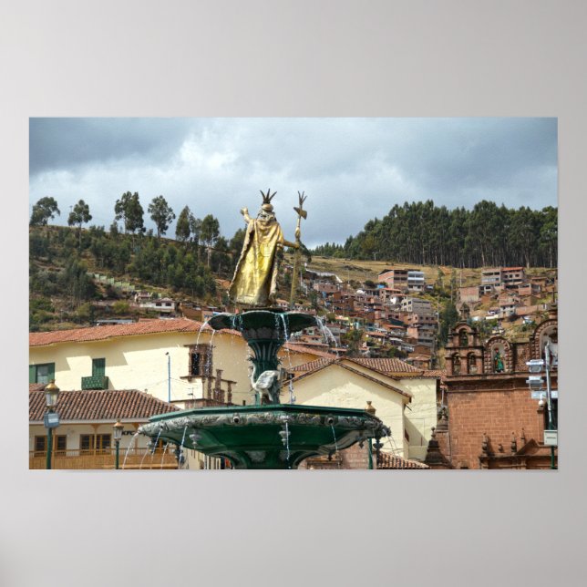 Pachacuti-statyn i Cusco, Peru Poster (Framsidan)