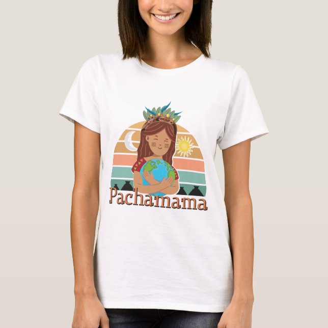 Pachamama Earth Mor Incan God Andlig T Shirt (Framsida)