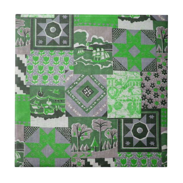 Pachwork Quilt Ceramic Tile Kakelplatta (Framsidan)