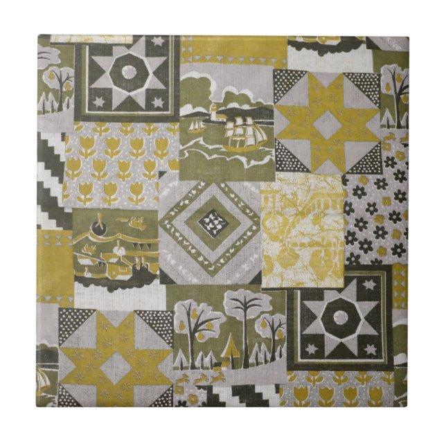 Pachwork Quilt Ceramic Tile Kakelplatta (Framsidan)