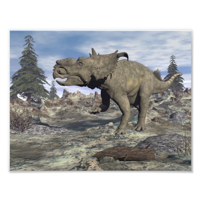 Pachyrhinosaurus dinosauaur gång - 3D-rendering Fototryck (Framsidan)