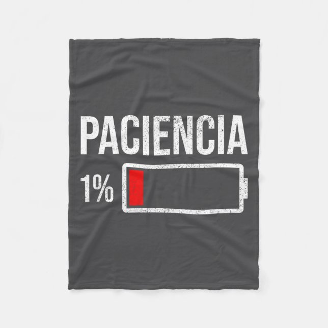 Paciencia 1% Patience At 1% Low Battery Funny Humo Fleecefilt (Framsidan)