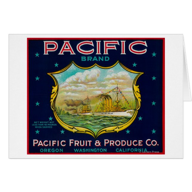 Pacific Apple Låda-etikett Hälsningskort (Framsidan Horizontal)