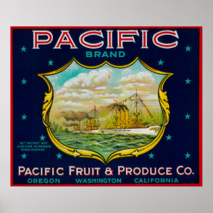 Pacific Apple Låda-etikett Poster