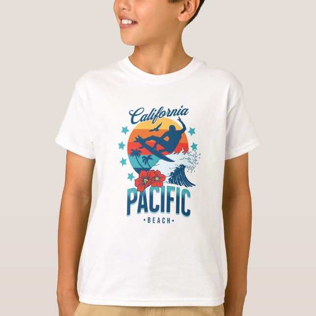 Pacific Beach California Surfing T Shirt (Framsida)