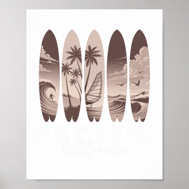 Pacific Beach Kalifornien Surfbräda Män Kvinnor Su Poster (Framsidan)