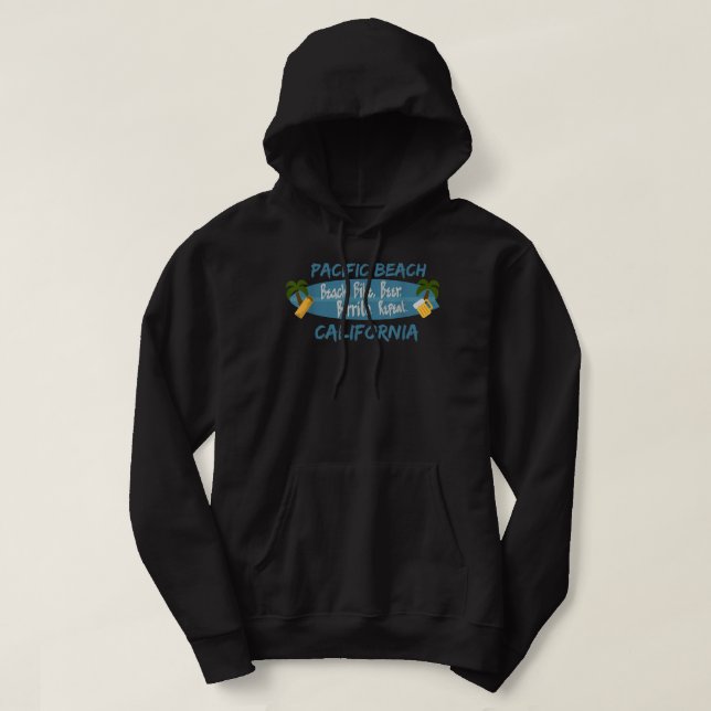 Pacific Beach San Diego California Surfa 92109 PB Hoodie (Design framsida)