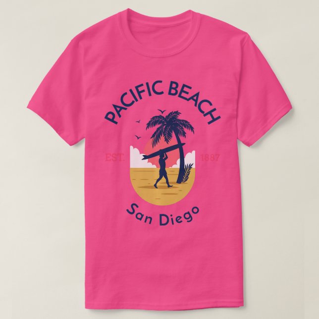 Pacific Beach San Diego California Surfing Souveni T Shirt (Design framsida)