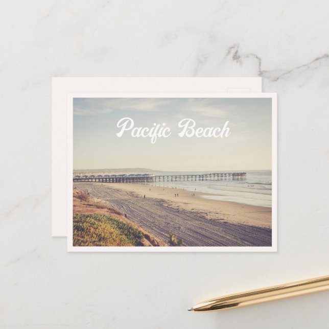Pacific Beach San Diego Strand & Pir Vykort (Fram/Back In Situ)