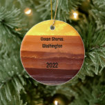 Pacific Beach Sunset Photo Ceramic Ornament<br><div class="desc">Detta vackra prydnadsföremål visar ett spektakulärt,  färglöst solnedgångsmat från en fredlig strand vid Ocean Shores i Washington.</div>