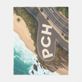 Pacific Coast Highway Aerial Travel Art Fleecefilt