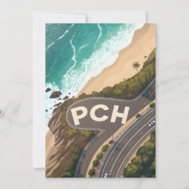 Pacific Coast Highway Aerial Travel Art Julkort