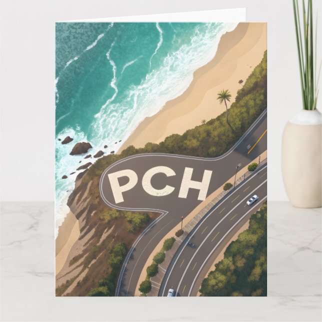 Pacific Coast Highway Aerial Travel Art Kort (Framsida)