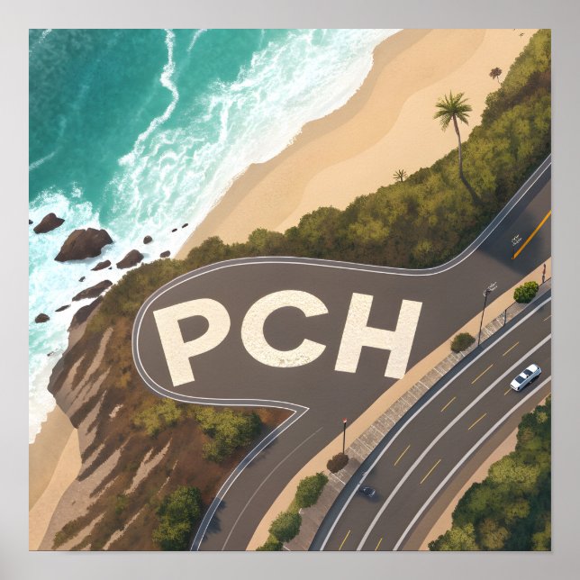 Pacific Coast Highway Aerial Travel Art Poster (Framsidan)