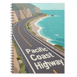 Pacific Coast Highway Grafisk Researbetat Konstver Anteckningsbok