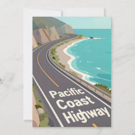 Pacific Coast Highway Graphic Travel Art Julkort