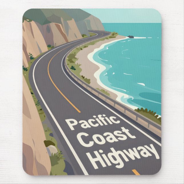 Pacific Coast Highway Graphic Travel Art Musmatta (Framsidan)