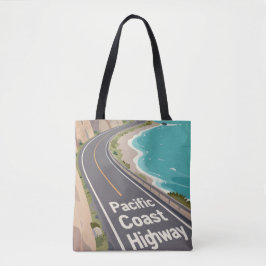 Pacific Coast Highway Graphic Travel Art Tygkasse