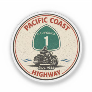 pacific coast highway motorcykel kalifornien rutt  klistermärken