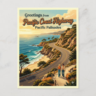 Pacific Coast Highway Pacific Palisades Retro Stil Vykort