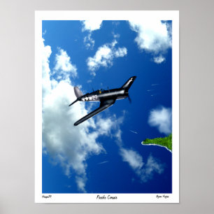 Pacific Corsair över Saipan. Poster