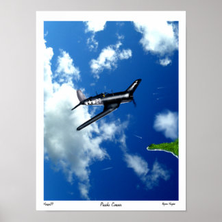 Pacific Corsair över Saipan. Poster