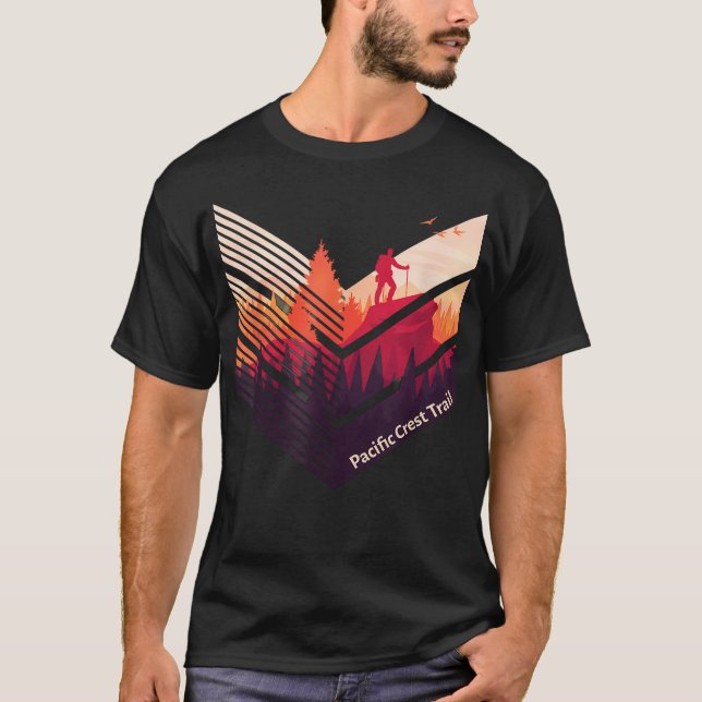 Pacific Crest Trail Ryggsäck Militärstil T Shirt (Framsida)