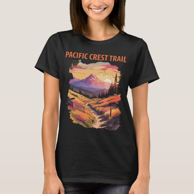 Pacific Crest Trail västkust retro resa T Shirt (Framsida)