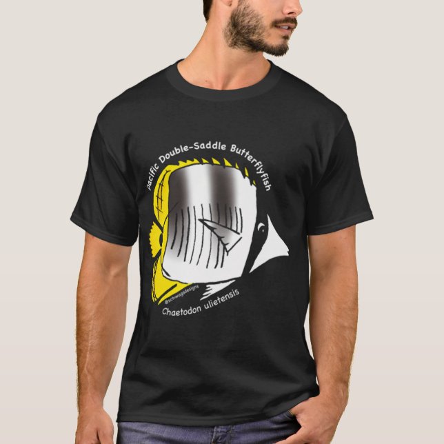 Pacific Double-Saddled Butterflyfish Färgblock T Shirt (Framsida)