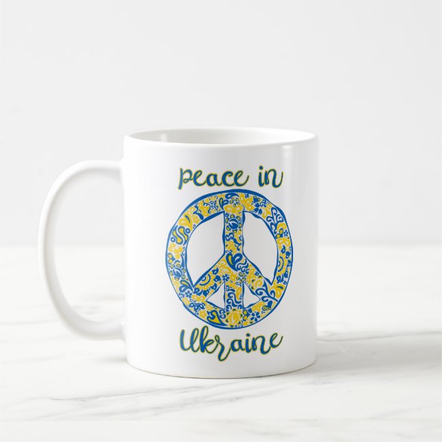 Pacific fredstecken-citat i Ukrainas flagga färg Kaffemugg (Vänster)