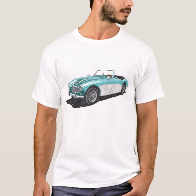 "Pacific Grönt" Austin Healey 100-6 T Shirt (Framsida)