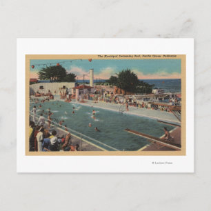 Pacific Grove, CA - Municipal Swimming Bassäng Vie Vykort