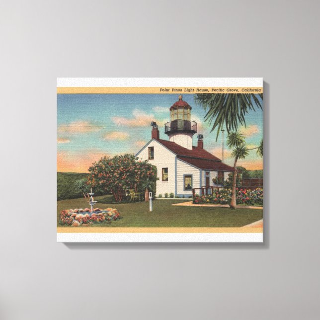 Pacific Grove, CA - Point Pinos Light House View Canvastryck (Framsida)