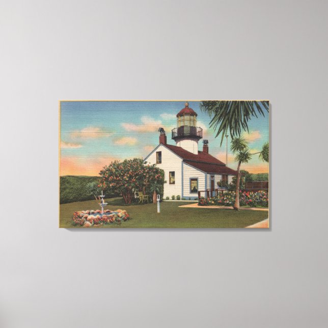 Pacific Grove, CA - Point Pinos Light House View Canvastryck (Framsida)