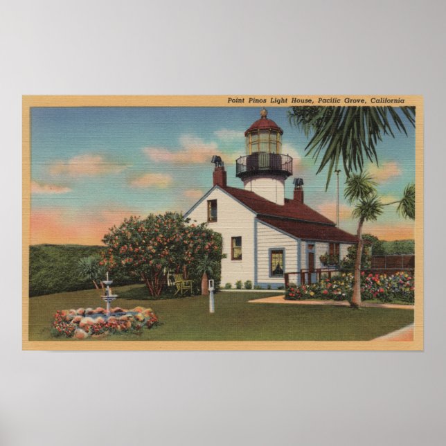Pacific Grove, CA - Point Pinos Light House View Poster (Framsidan)