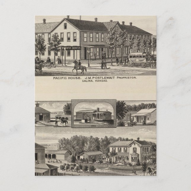 Pacific House, Salina Valley Farm, Kansas Vykort (Framsida)