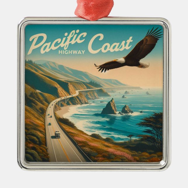 Pacific Kusten Highway Eagle Julgransprydnad Metall (Framsidan)