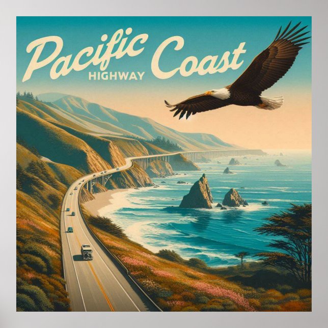 Pacific Kusten Highway Eagle Poster (Framsidan)