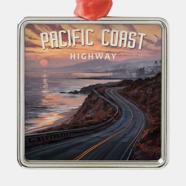 Pacific Kusten Highway Sunset Julgransprydnad Metall (Framsidan)