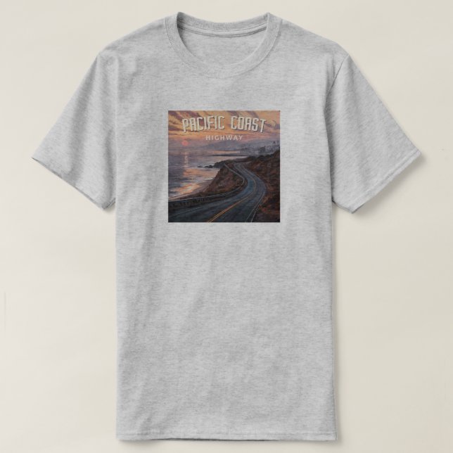 Pacific Kusten Highway Sunset T Shirt (Design framsida)