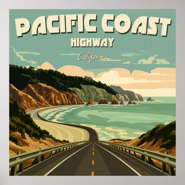 Pacific Kusten Highway Vista Poster (Framsidan)