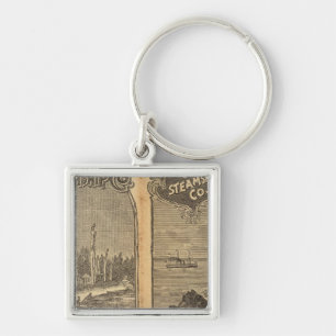 Pacific Kusten Steamship Company 2 Fyrkantig Silverfärgad Nyckelring