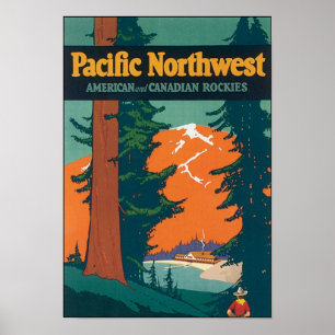 Pacific Northwest American och Canadian Rockies Poster