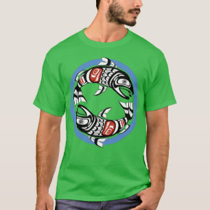 Pacific Northwest Dubbla Salmon Coho Yin Yang Kust T Shirt